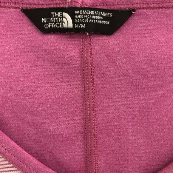 The North Face Pink White Striped Activewear V Neck Blouse - Picture 3 of 4